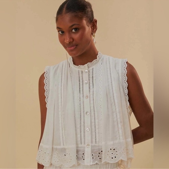 FARM Rio Tops - NOT FOR SALE. FARM RIO OFF-WHITE SLEEVELESS ORGANIC
COTTON BLOUSE